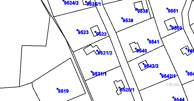 Parcela st. 9521/2 v KÚ Vsetín, Katastrální mapa