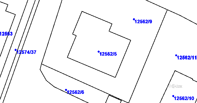 Parcela st. 12562/5 v KÚ Vsetín, Katastrální mapa