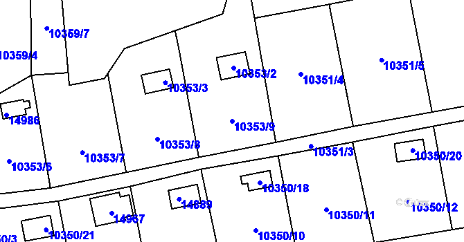 Parcela st. 10353/9 v KÚ Vsetín, Katastrální mapa