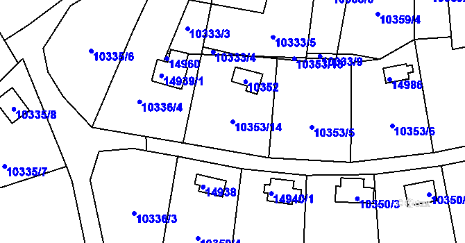 Parcela st. 10353/14 v KÚ Vsetín, Katastrální mapa