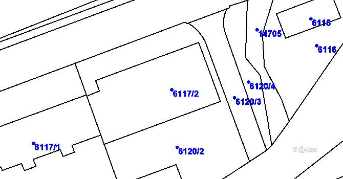 Parcela st. 6117/2 v KÚ Vsetín, Katastrální mapa