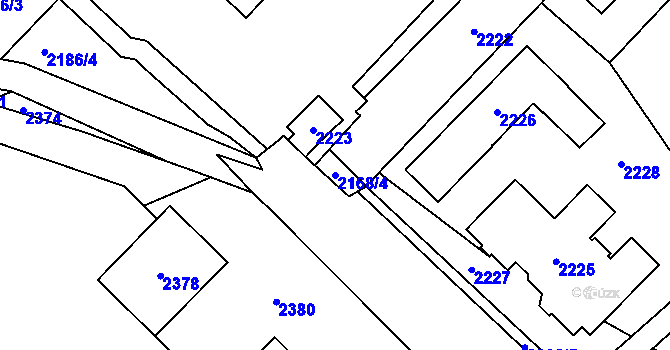 Parcela st. 2168/4 v KÚ Vsetín, Katastrální mapa