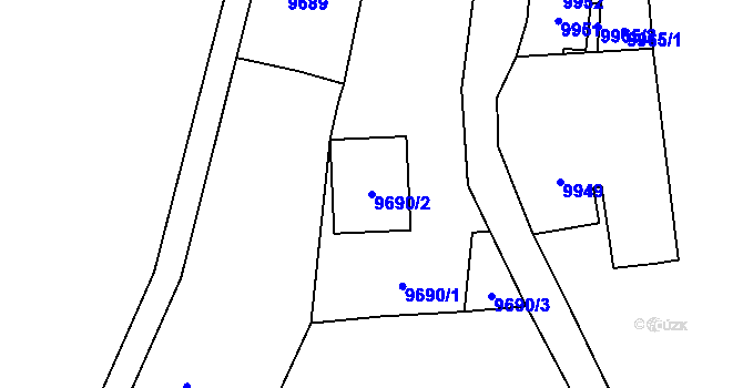 Parcela st. 9690/2 v KÚ Vsetín, Katastrální mapa