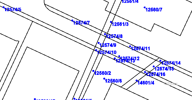 Parcela st. 12574/10 v KÚ Vsetín, Katastrální mapa