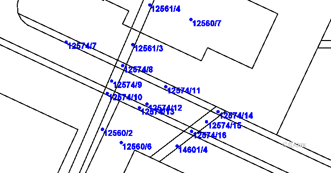 Parcela st. 12574/11 v KÚ Vsetín, Katastrální mapa