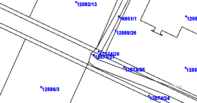 Parcela st. 12574/26 v KÚ Vsetín, Katastrální mapa