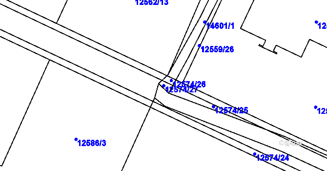 Parcela st. 12574/27 v KÚ Vsetín, Katastrální mapa