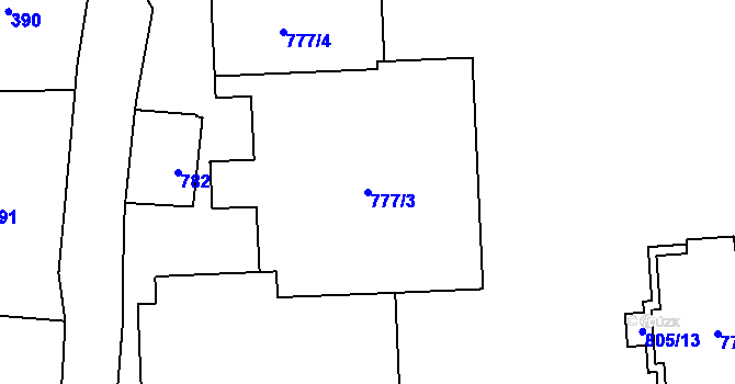 Parcela st. 777/3 v KÚ Vsetín, Katastrální mapa