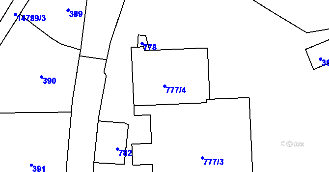 Parcela st. 777/4 v KÚ Vsetín, Katastrální mapa