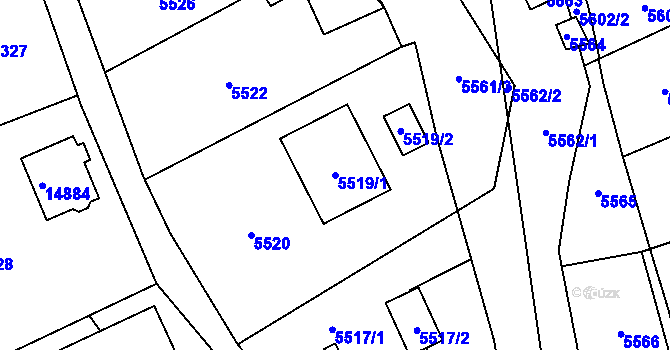 Parcela st. 5519/1 v KÚ Vsetín, Katastrální mapa