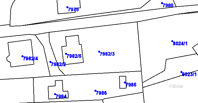 Parcela st. 7982/3 v KÚ Vsetín, Katastrální mapa