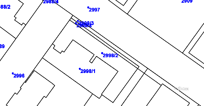 Parcela st. 2998/2 v KÚ Vsetín, Katastrální mapa
