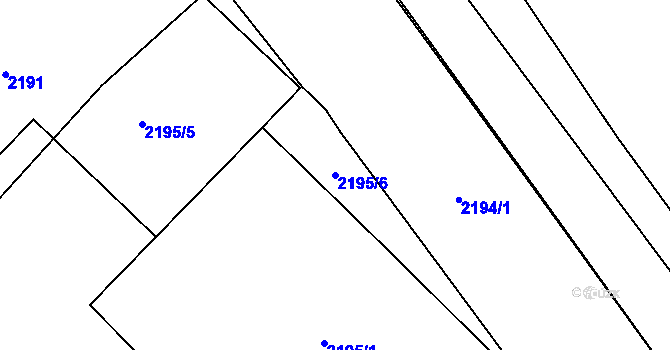 Parcela st. 2195/6 v KÚ Vsetín, Katastrální mapa