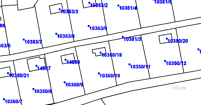 Parcela st. 10350/18 v KÚ Vsetín, Katastrální mapa