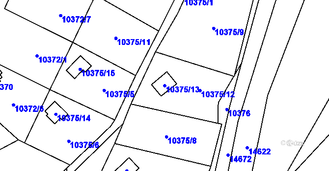 Parcela st. 10375/13 v KÚ Vsetín, Katastrální mapa
