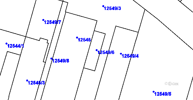 Parcela st. 12549/6 v KÚ Vsetín, Katastrální mapa
