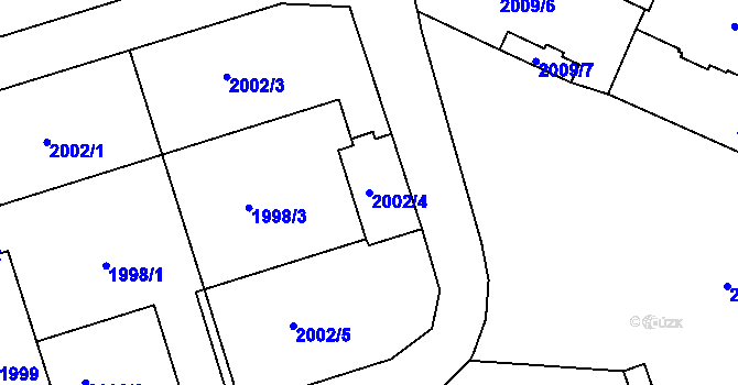 Parcela st. 2002/4 v KÚ Vsetín, Katastrální mapa