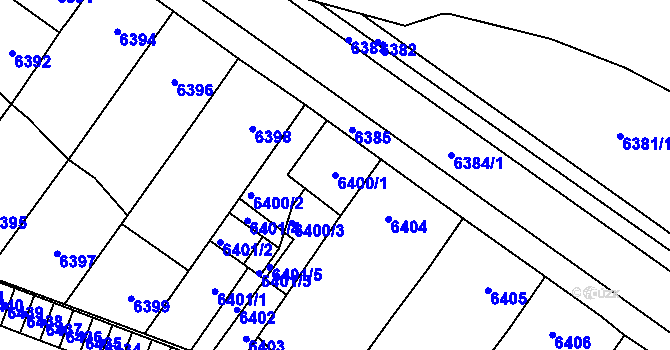 Parcela st. 6400/1 v KÚ Vsetín, Katastrální mapa