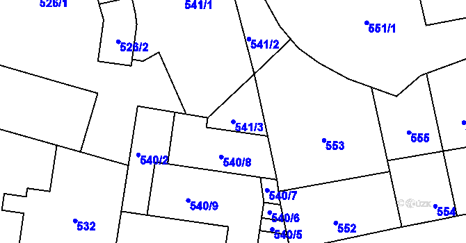 Parcela st. 541/3 v KÚ Vsetín, Katastrální mapa