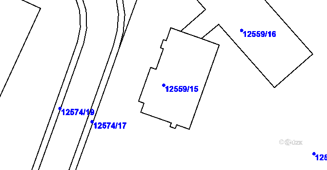 Parcela st. 12559/15 v KÚ Vsetín, Katastrální mapa