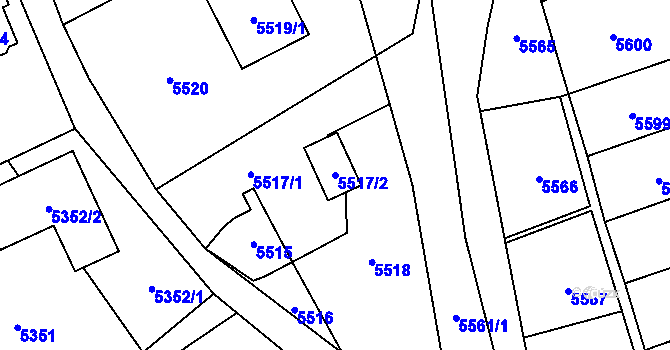 Parcela st. 5517/2 v KÚ Vsetín, Katastrální mapa