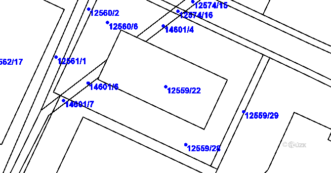 Parcela st. 12559/22 v KÚ Vsetín, Katastrální mapa