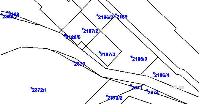 Parcela st. 2187/3 v KÚ Vsetín, Katastrální mapa