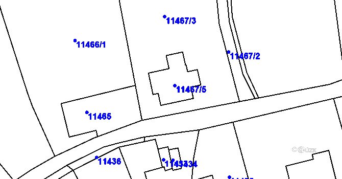 Parcela st. 11467/5 v KÚ Vsetín, Katastrální mapa