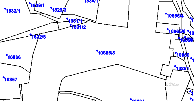 Parcela st. 10865/3 v KÚ Vsetín, Katastrální mapa