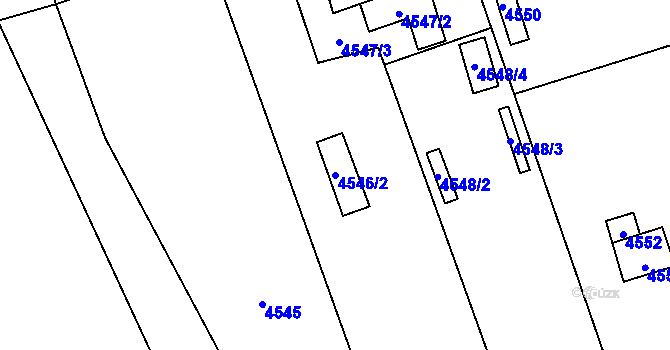 Parcela st. 4546/2 v KÚ Vsetín, Katastrální mapa