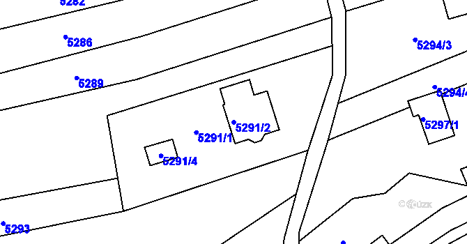 Parcela st. 5291/2 v KÚ Vsetín, Katastrální mapa