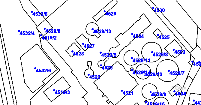 Parcela st. 4529/5 v KÚ Vsetín, Katastrální mapa