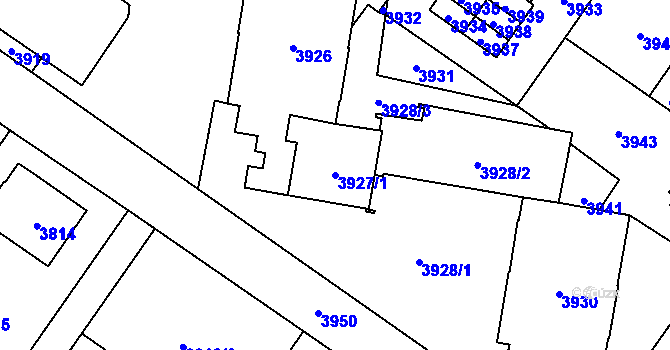 Parcela st. 3927/1 v KÚ Vsetín, Katastrální mapa