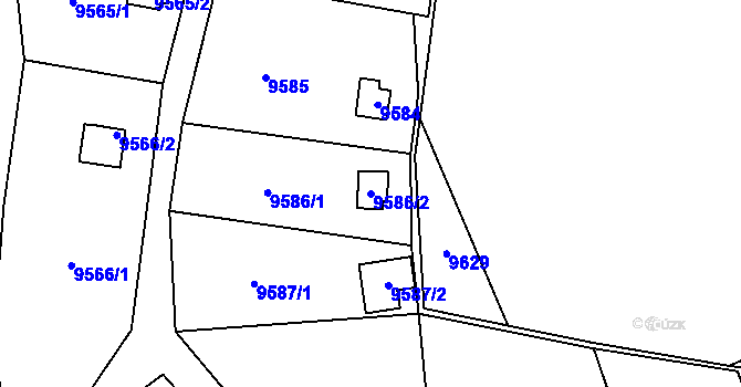 Parcela st. 9586/2 v KÚ Vsetín, Katastrální mapa