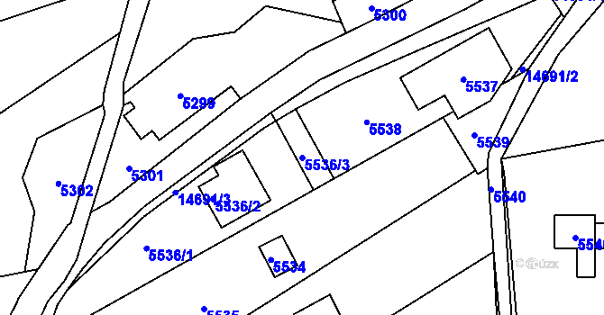 Parcela st. 5536/3 v KÚ Vsetín, Katastrální mapa