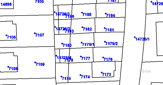 Parcela st. 7179/1 v KÚ Vsetín, Katastrální mapa