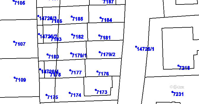 Parcela st. 7179/2 v KÚ Vsetín, Katastrální mapa