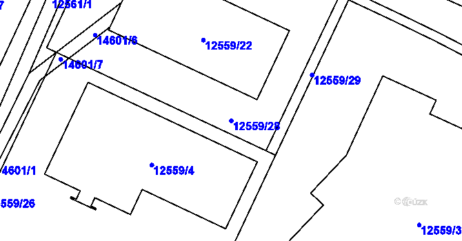 Parcela st. 12559/28 v KÚ Vsetín, Katastrální mapa