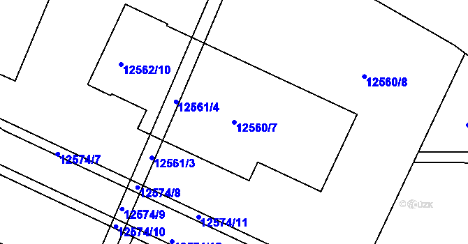 Parcela st. 12560/7 v KÚ Vsetín, Katastrální mapa
