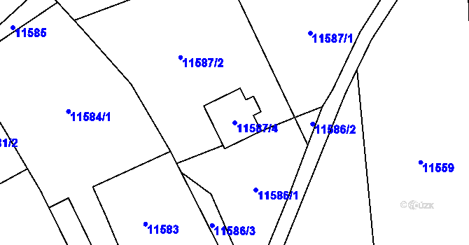 Parcela st. 11587/4 v KÚ Vsetín, Katastrální mapa