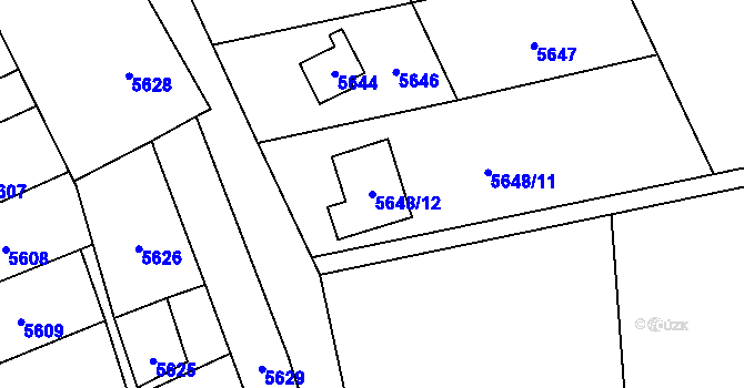 Parcela st. 5648/12 v KÚ Vsetín, Katastrální mapa