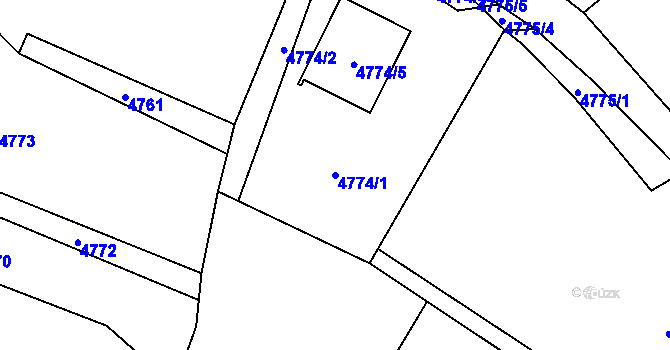Parcela st. 4774/1 v KÚ Vsetín, Katastrální mapa