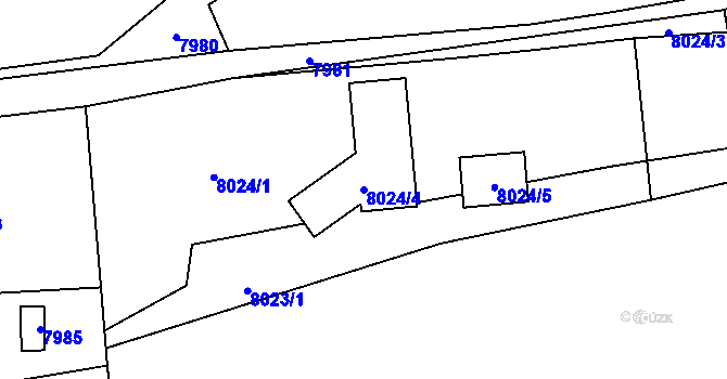 Parcela st. 8024/4 v KÚ Vsetín, Katastrální mapa