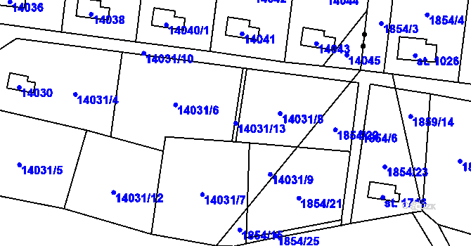 Parcela st. 14031/13 v KÚ Vsetín, Katastrální mapa