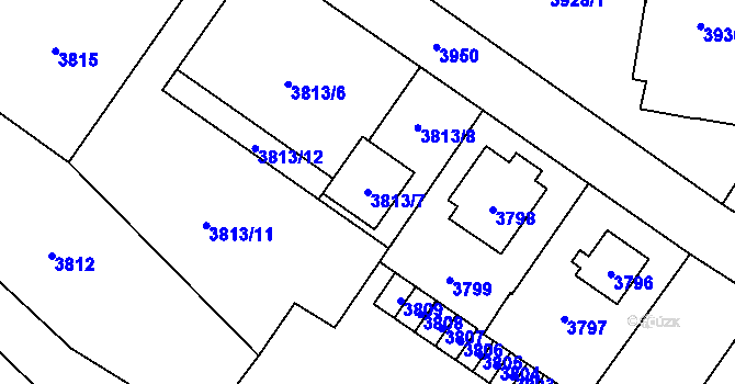 Parcela st. 3813/7 v KÚ Vsetín, Katastrální mapa