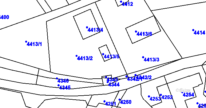 Parcela st. 4413/5 v KÚ Vsetín, Katastrální mapa