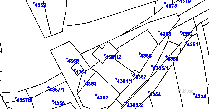 Parcela st. 4361/2 v KÚ Vsetín, Katastrální mapa