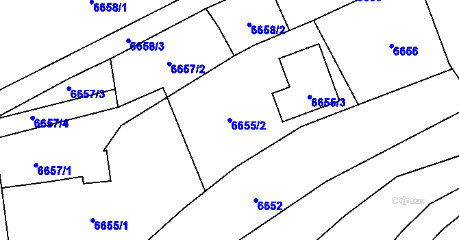 Parcela st. 6655/2 v KÚ Vsetín, Katastrální mapa