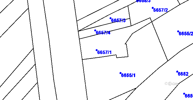 Parcela st. 6657/1 v KÚ Vsetín, Katastrální mapa