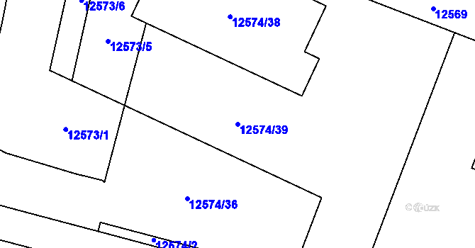 Parcela st. 12574/39 v KÚ Vsetín, Katastrální mapa